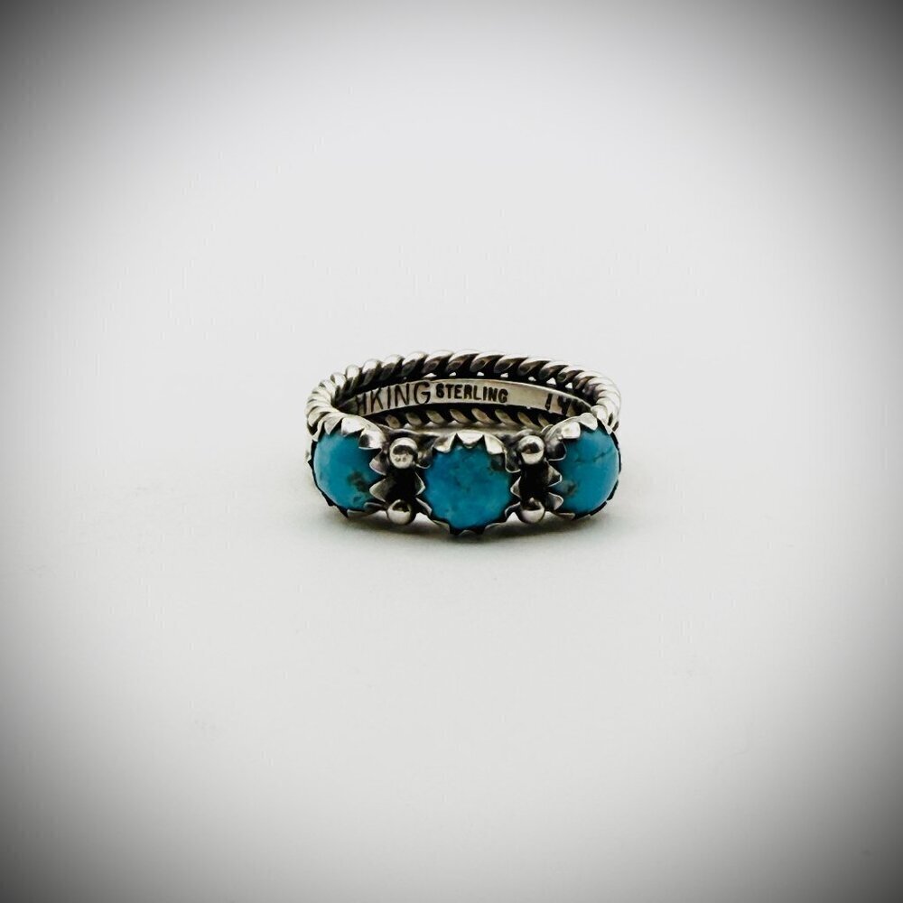 Ray King Sterling & Turquoise Triple-Stone Band — Size 7, 5g